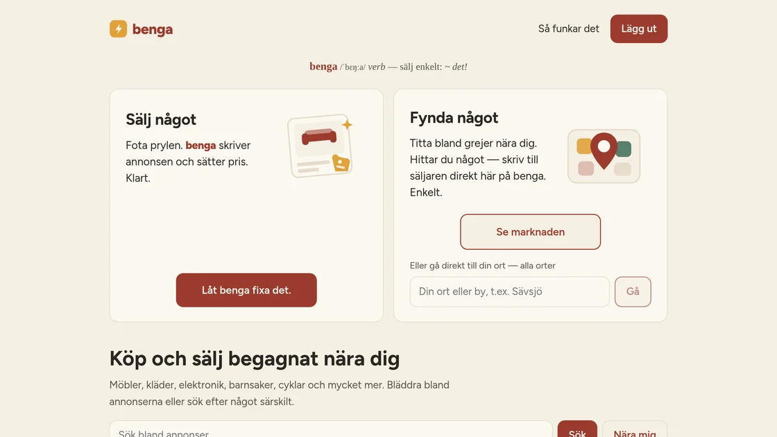 benga.se: sell something, or find a bargain. Buy and sell secondhand near you.