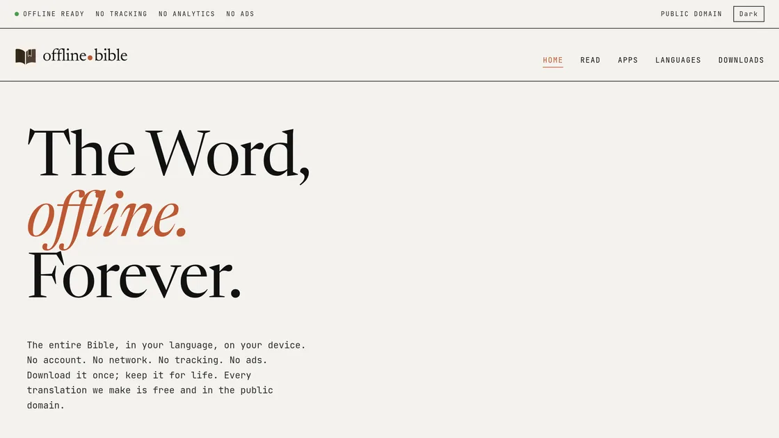 offline.bible: The Word, offline. Forever.