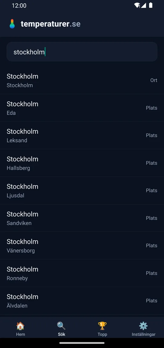 Searching for any place in the country