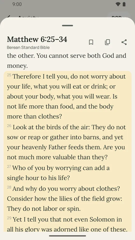 A verse read in its chapter, with the topic's verses highlighted