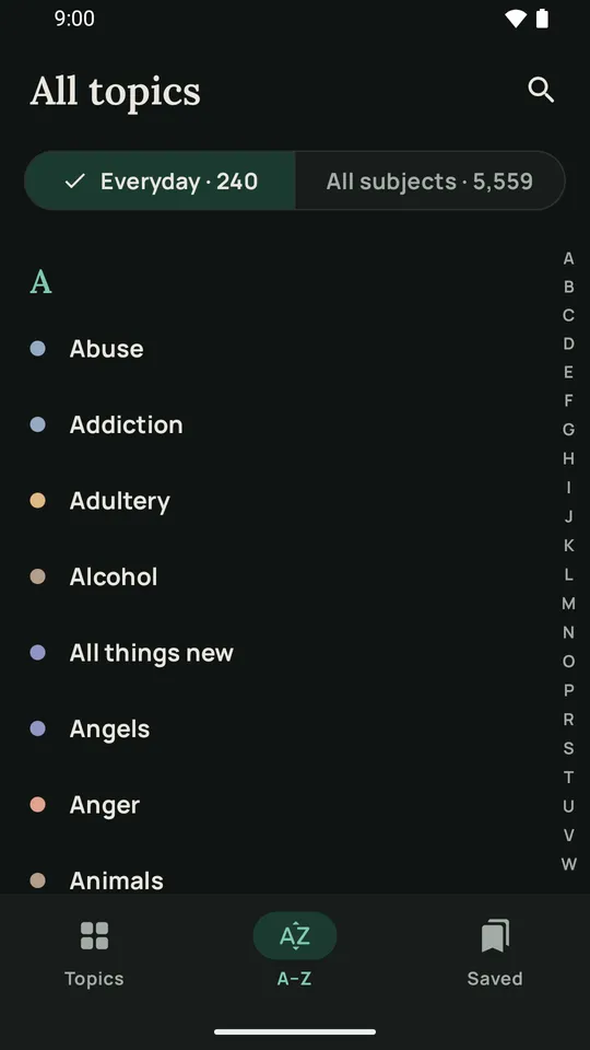 All topics from A to Z